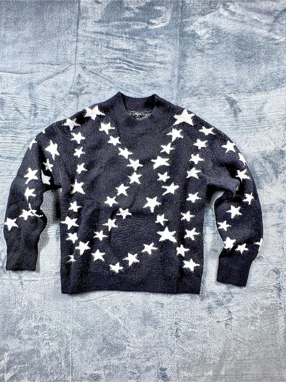 Rails Black White Kana Star Crewneck Sweater Merino Cashmere Blend Women XS
